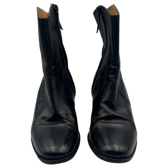 Hermes Vintage Side Zip Block Heel Leather Ankle Boots Black Size 36 / 6 - Picture 2 of 10